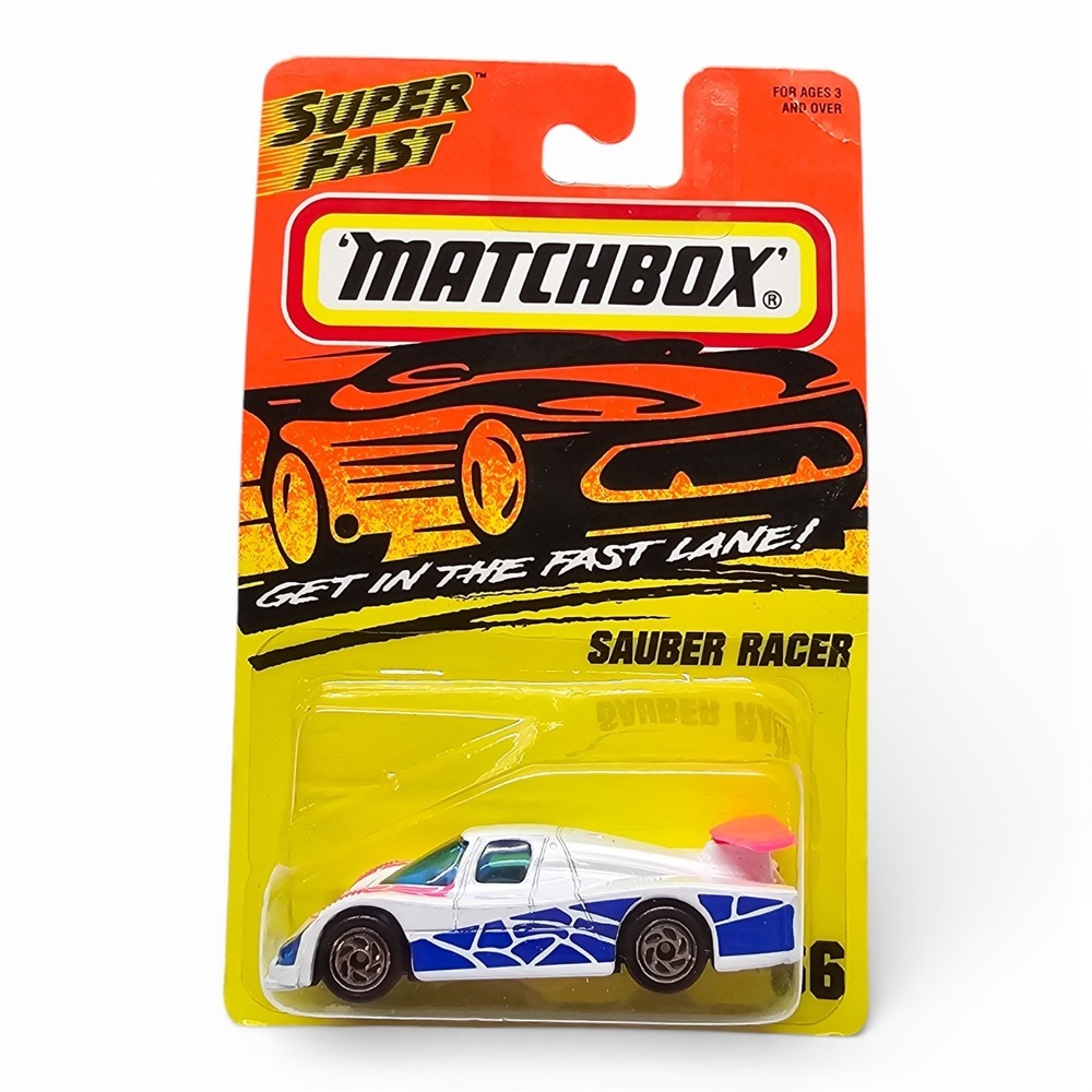 Matchbox Sauber Racer Diecast Car 1:64 White Blue #66 New 1996 Super Fast 010774